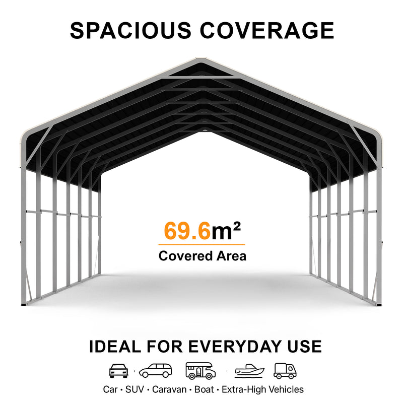 Double Carport 6m x 12.03m x 4.14m Backyard Portable Vehicle & Boat Shelter with Wrapped Roof