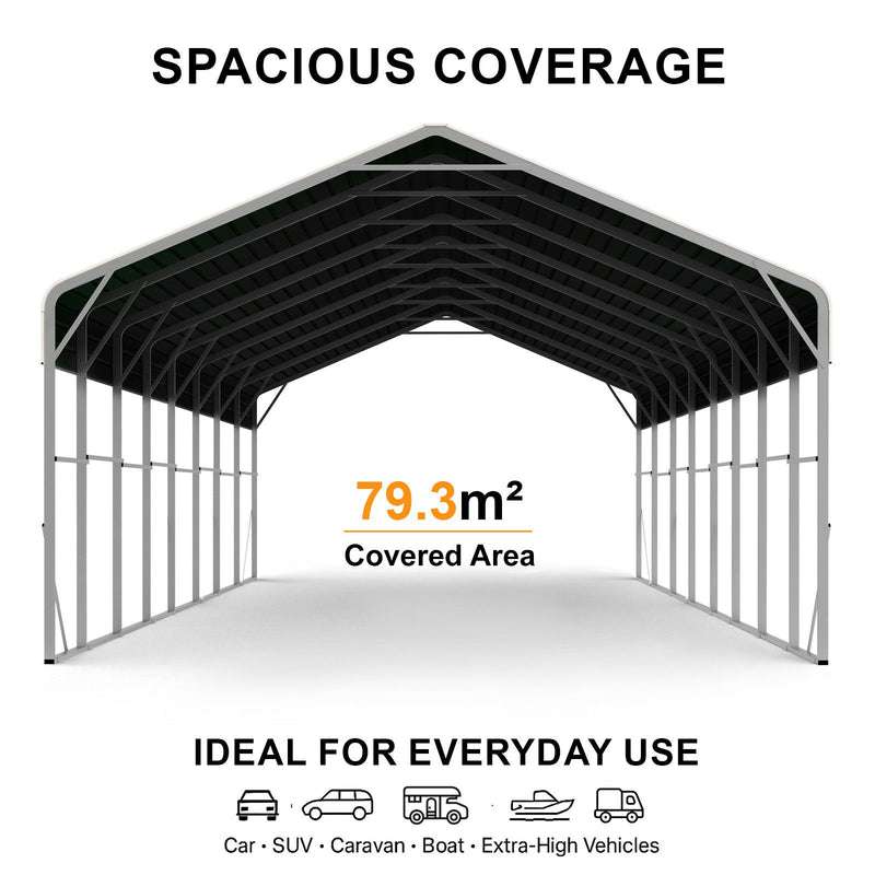 Double Carport 6m x 13.53m x 4.14m Backyard Portable Vehicle & Boat Shelter with Wrapped Roof