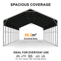 Double Carport 6m x 15.03m x 4.14m Backyard Portable Vehicle & Boat Shelter with Wrapped Roof