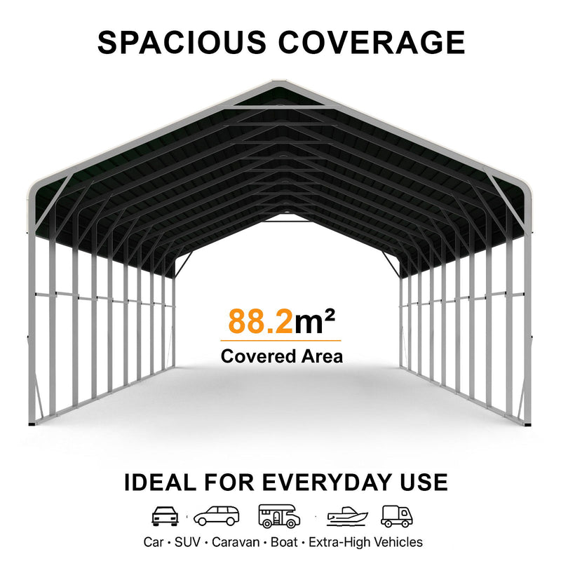 Double Carport 6m x 15.03m x 4.14m Backyard Portable Vehicle & Boat Shelter with Wrapped Roof