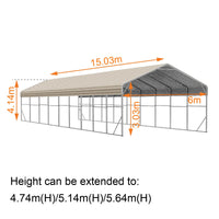 Double Carport 6m x 15.03m x 4.14m Backyard Portable Vehicle & Boat Shelter with Wrapped Roof