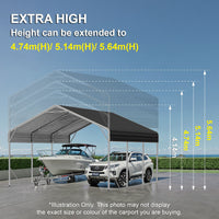 Double Carport 6m x 12.03m x 4.14m Backyard Portable Vehicle & Boat Shelter with Wrapped Roof