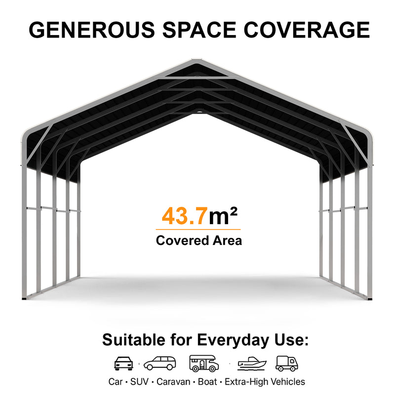 Double Carport 6m x 7.53m x 4.14m Backyard Portable Vehicle & Boat Shelter with Wrapped Roof