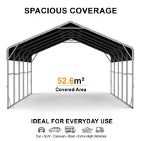 Double Carport 6m x 9.03m x 4.14m Backyard Portable Vehicle & Boat Shelter with Wrapped Roof