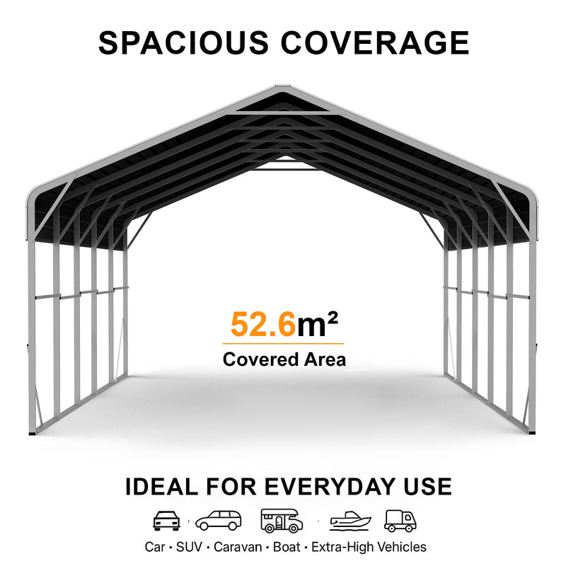 Double Carport 6m x 9.03m x 4.14m Backyard Portable Vehicle & Boat Shelter with Wrapped Roof