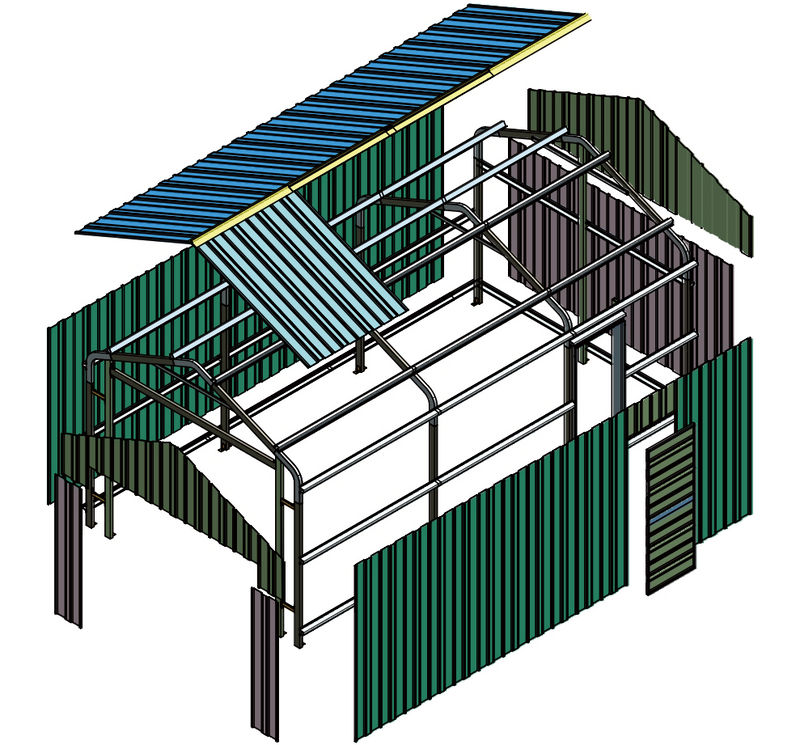 Garage Shed 7.21m x 4.17m x 3.24m Barn Door Workshop + Side PA Door with 4 Frames EXTRA High