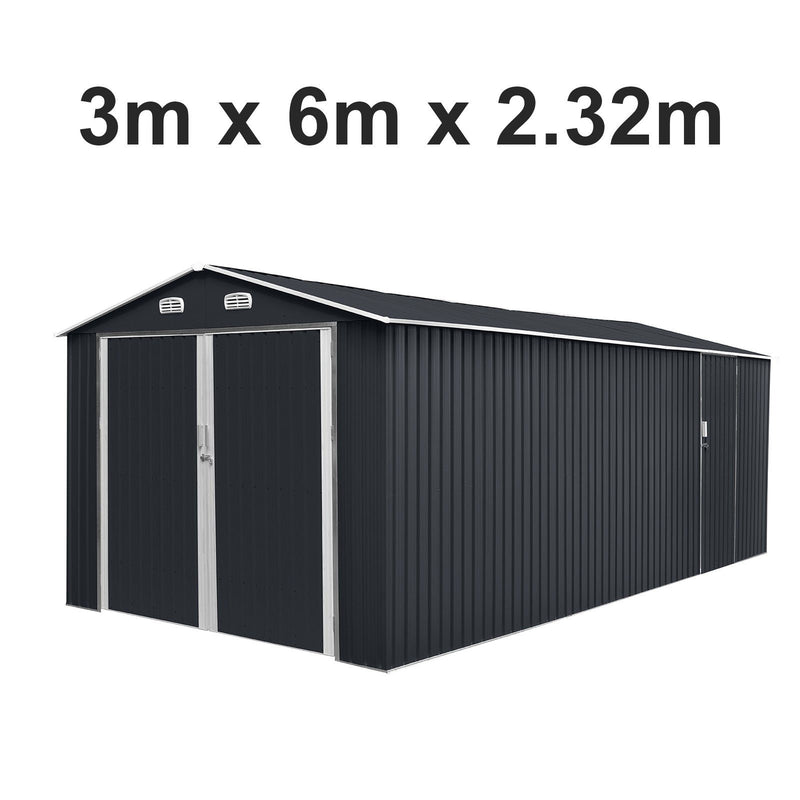 Garden Shed 3m x 6m x 2.32m Outdoor Storage Tool Workshop
