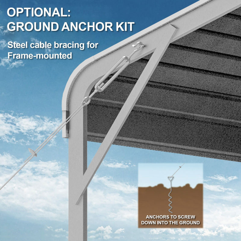Single Carport 3.4m x 13.53m x 3.27m Backyard Portable Vehicle & Boat Shelter with Wrapped Roof