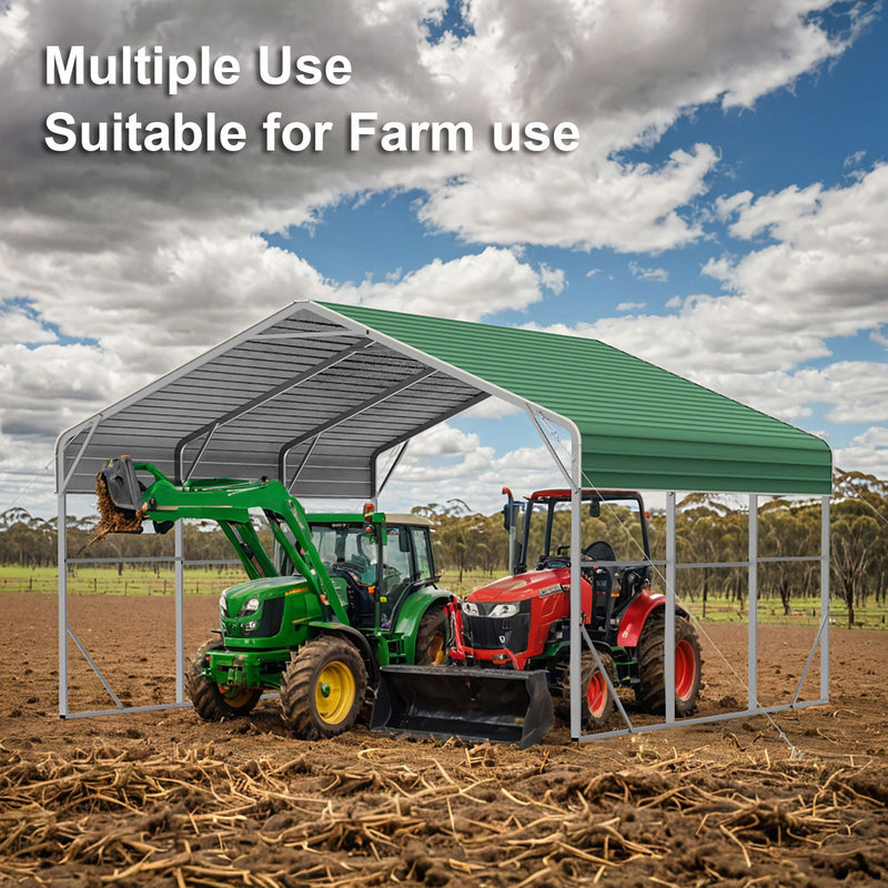 Double Carport 6m x 7.53m x 4.14m Backyard Portable Vehicle & Boat Shelter with Wrapped Roof