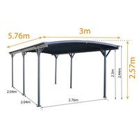 Carport 3m x 5.7m x 2.57m AluFrame 8mm PolyUV Roof