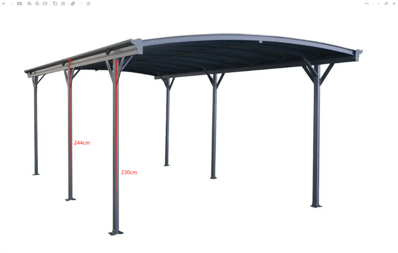Carport 3m x 5.7m x 2.57m AluFrame 8mm PolyUV Roof